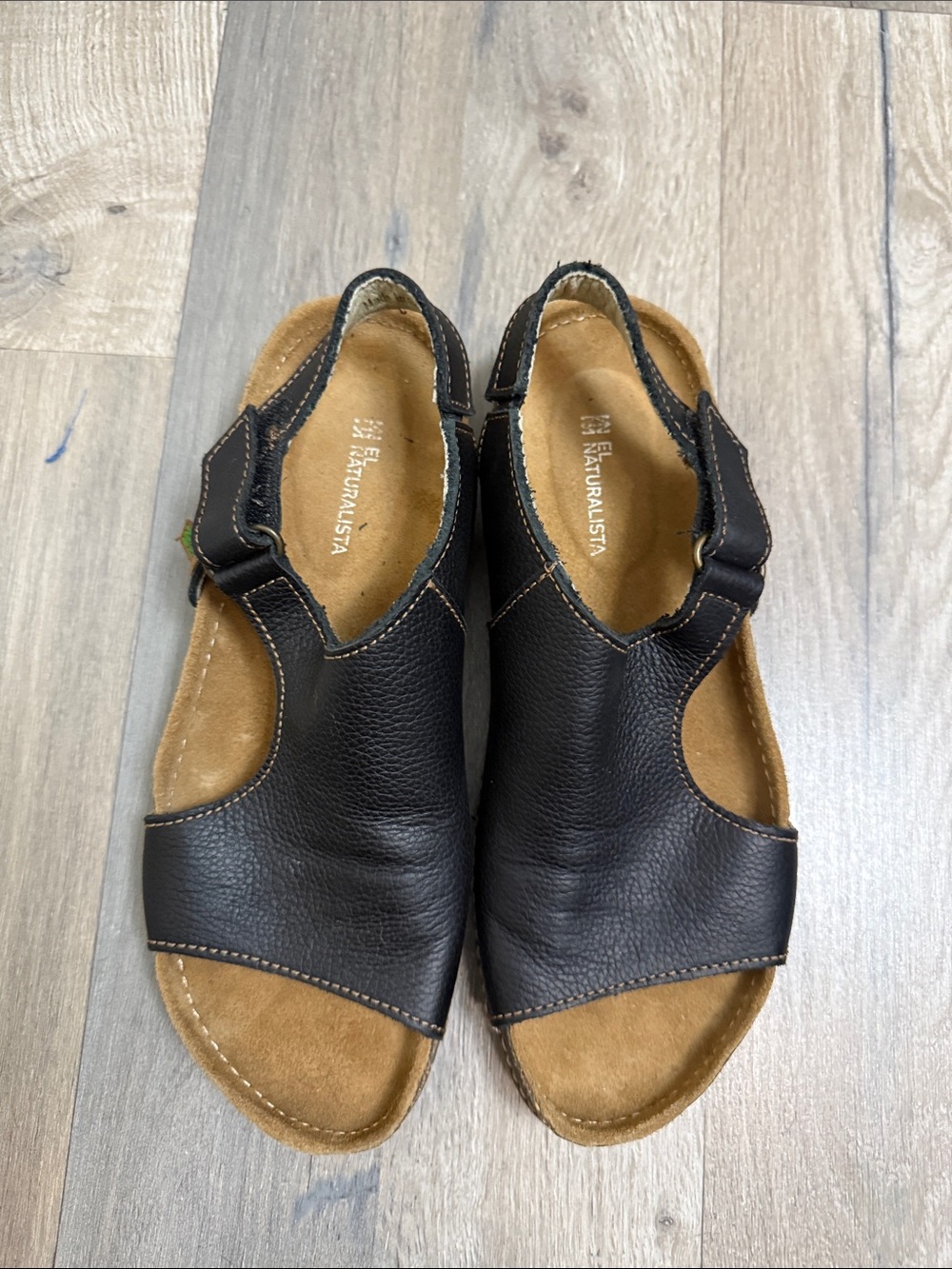 El Naturalista Black Open-Toe Leather Slingback Sandals size 37